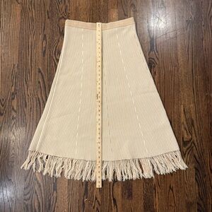 Anna Cate Blaise Ivory Knit Fringe Skirt Size L NWT